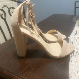 LuLu’s Taylor Natural Suede Ankle Strap Heels